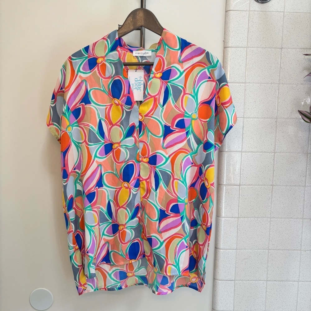 Boutique First Love Floral Blouse Oversized Size Small Artsy Statement Soft - Picture 1 of 10